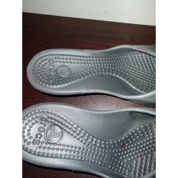 Crocs Wedge Sandals sz 9 Women's Sassari Open Toe Slip Ons Summer Black - Picture 4 of 13